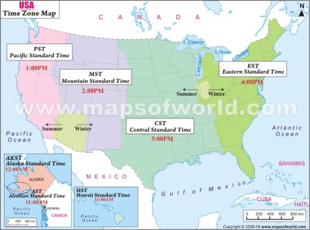 time zones in usa. time zones in the US are